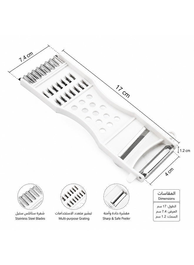 NZONE STORE Multi-Purpose Vegetable Grater, Slicer & Peeler with Stainless Steel Blades, Handheld Kitchen Tool for Potatoes, Carrots, Cucumbers & Zucchini – 17 × 7.4 × 1.2 cm - Image 3