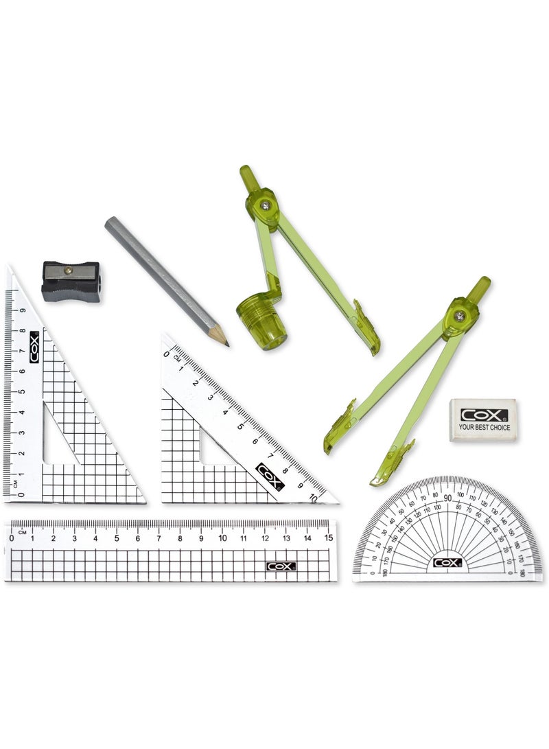 COX مجموعة أدوات الرياضيات من COX، 9 قطع، صنع في تايوان CXMSM2510 - Image 3