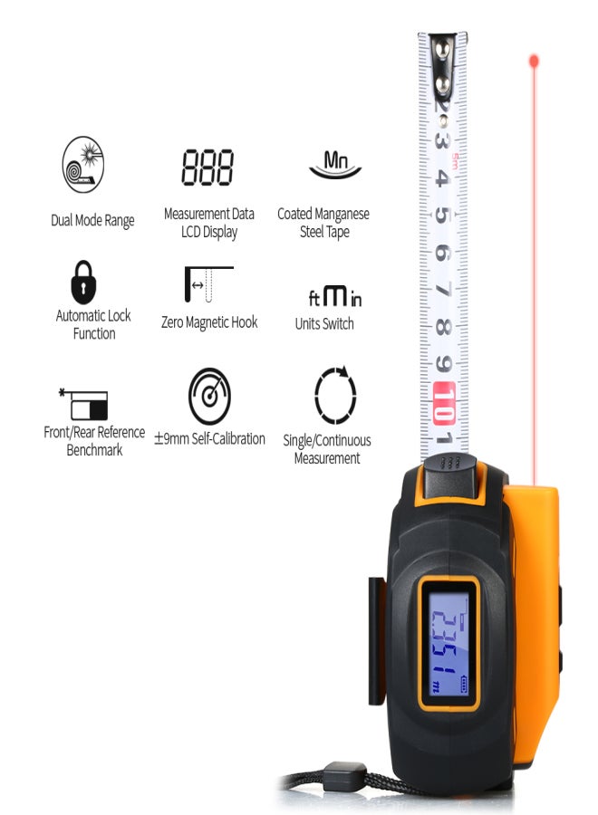 SNDWAY Digital Distance Meter Rangefinder Handheld Infrared Range Finder 2 in 1 5m Measuring Tape 60m Ruler with LCD Display - Image 5