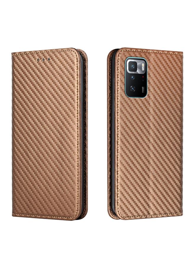 Case For Xiaomi Redmi Note 10 Pro 5G Carbon Fiber Texture Flip Holder Leather Phone Case