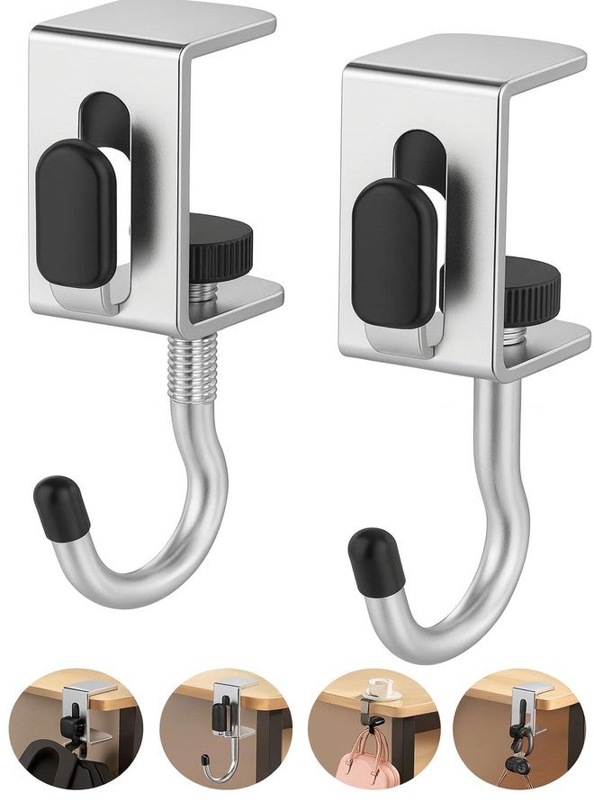 ZTOCOZ 2-Pack Adjustable Metal Handbag & Purse Desk Hooks - Portable No-Drill Clamp-On Table Hangers for Bags, Backpacks, Tote Bags & Accessories | Heavy-Duty Under-Desk Organizer for Home, Office & Dorm - Image 1