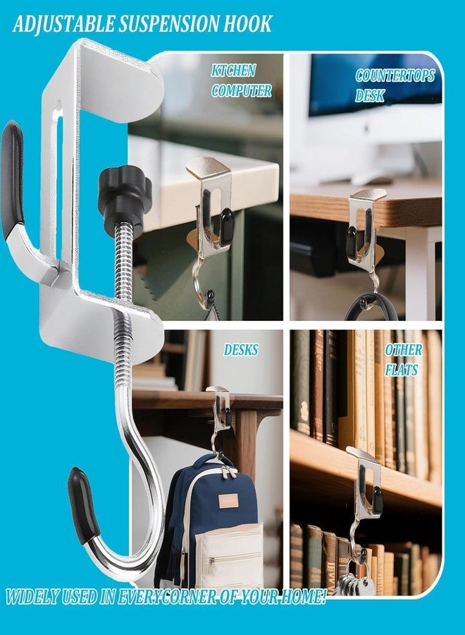 ZTOCOZ 2-Pack Adjustable Metal Handbag & Purse Desk Hooks - Portable No-Drill Clamp-On Table Hangers for Bags, Backpacks, Tote Bags & Accessories | Heavy-Duty Under-Desk Organizer for Home, Office & Dorm - Image 5