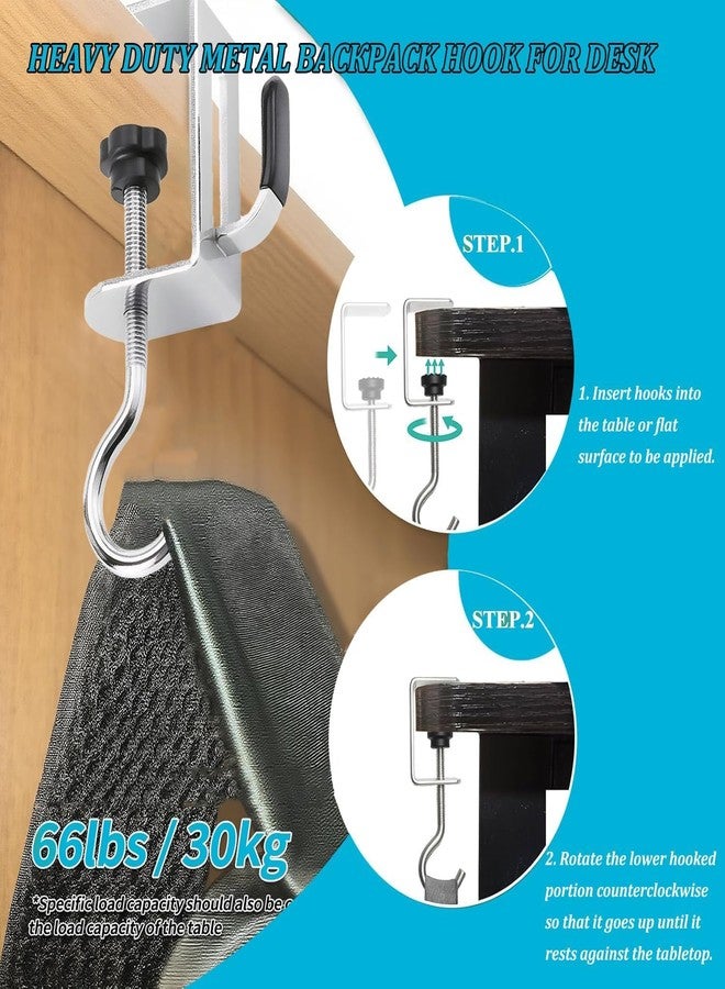 ZTOCOZ 2-Pack Adjustable Metal Handbag & Purse Desk Hooks - Portable No-Drill Clamp-On Table Hangers for Bags, Backpacks, Tote Bags & Accessories | Heavy-Duty Under-Desk Organizer for Home, Office & Dorm - Image 4