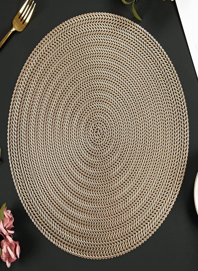 Mabbcoo Round Placemats Set of 8, 15 Inch Vinyl Placemats Hollow Out Washable and Wipeable Gold Circle Place Mats Dining Table Mats for Anniversary Dinner Kitchen Decorations - Image 1