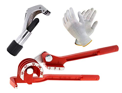 Digital Craft Digital Craft 180 Degree Pipe Bending Tool Heavy 3in1 Hand Manual Tube Bender Aluminum Alloy Tubing Bender Brake Line Curving Pliers 14 516 38Copper Pipe Tube Cutter 328 With Safety Hand Gloves  - Image 2