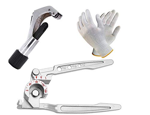 Digital Craft Digital Craft 180 Degree Pipe Bending Tool Heavy 3in1 Hand Manual Tube Bender Aluminum Alloy Tubing Bender Brake Line Curving Pliers 14 516 38Copper Pipe Tube Cutter 328 With Safety Hand Gloves  - Image 1