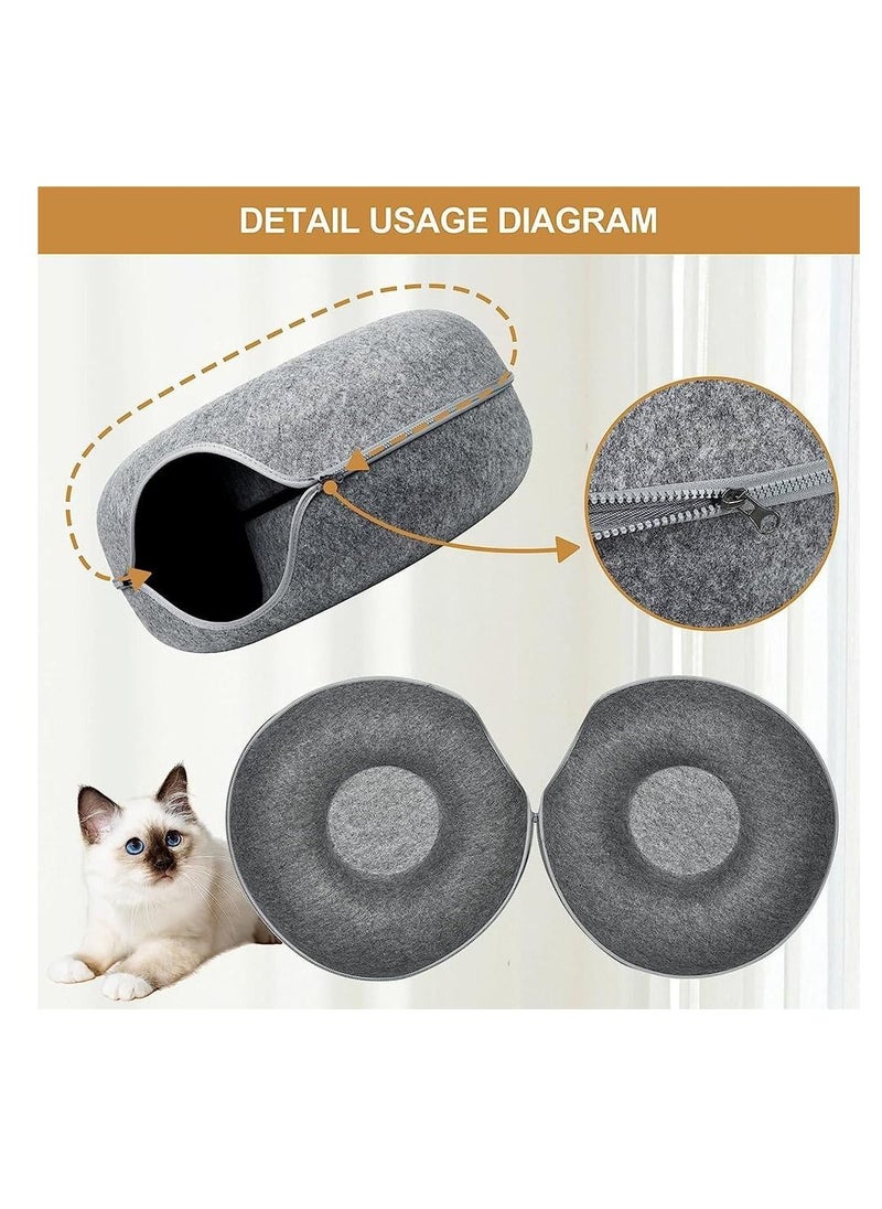 DMG TECH Cat Tunnel Bed Cat Tunnels for Indoor Cats Cat Hideaway Folded Cat Donut Tunnel Detachable Round Felt Washable Interior Cat Play Tunnel for Res  - Image 4
