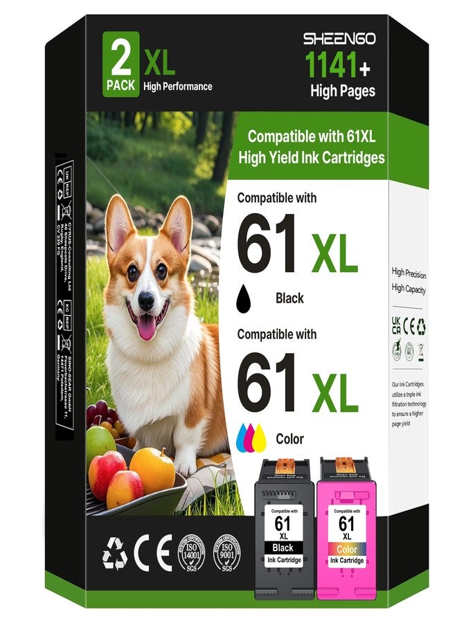 SHEENGO 61XL Black and Color Combo Pack Replacement for HP 61 61XL to use with HP Envy 4500 5530 5534 5535 DeskJet 1000 1010 2540 2541 3050 OfficeJet 4630 4635 2620 Printer (1 Black, 1 Color) - Image 1