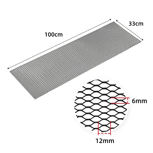 AggAuto Universal 40"x13" Car Grill Mesh - Aluminum Alloy Automotive Grille Insert Bumper 6x12mm Hexagon Hole, One of the Most Multifunctional Shape Grids 100x33cm Black - Image 4