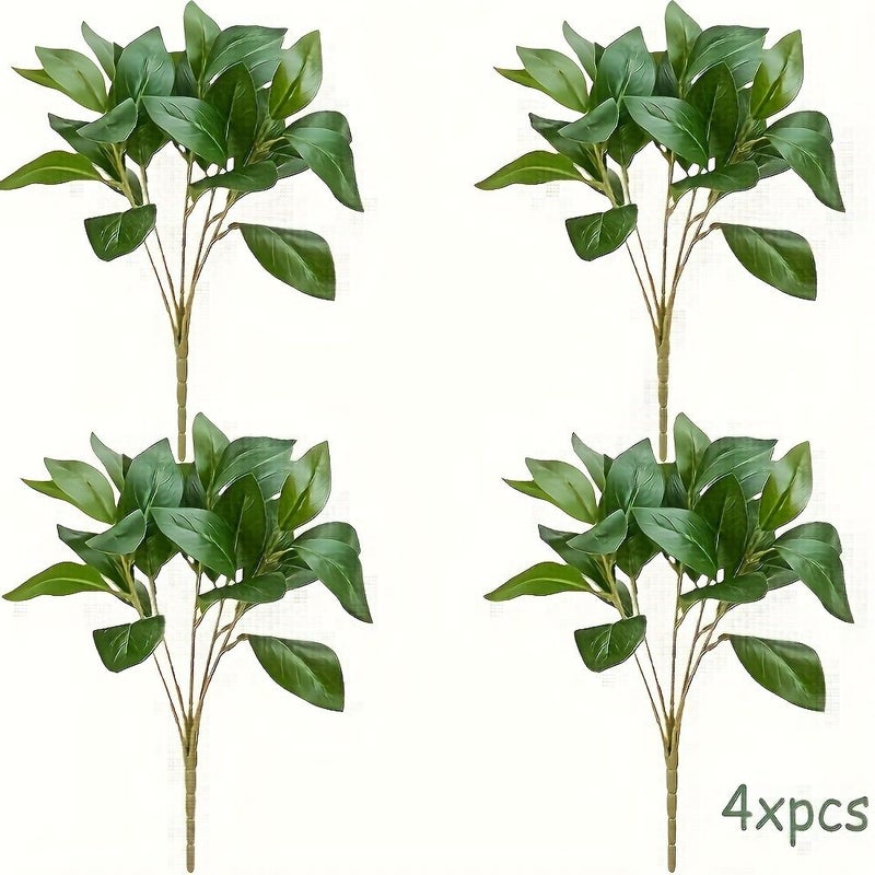 4pcs Artificial Greenery Stems Faux Eucalyptus Branches For Vase Fillers Shrubs Bush Home Wedding Party Kitchen Indoor Outdoor Decoration - Image 2