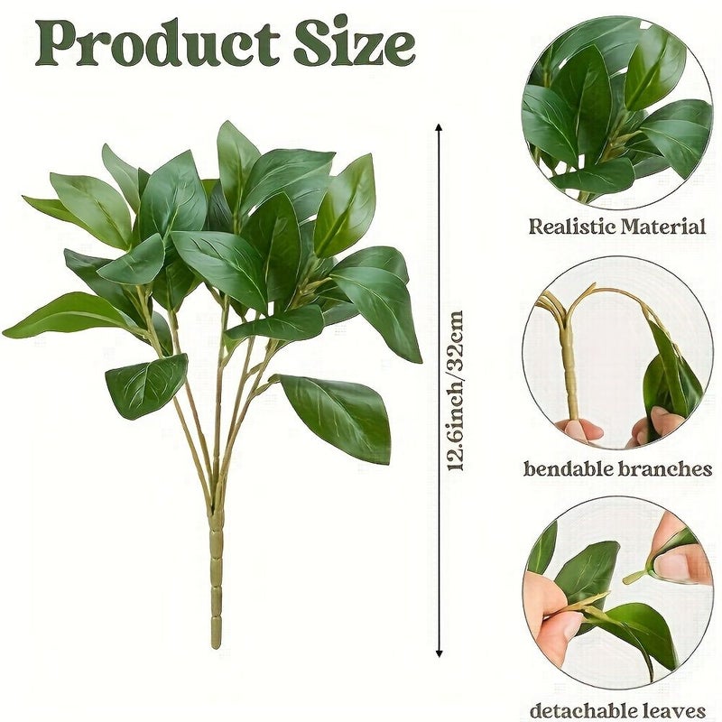 4pcs Artificial Greenery Stems Faux Eucalyptus Branches For Vase Fillers Shrubs Bush Home Wedding Party Kitchen Indoor Outdoor Decoration - Image 3