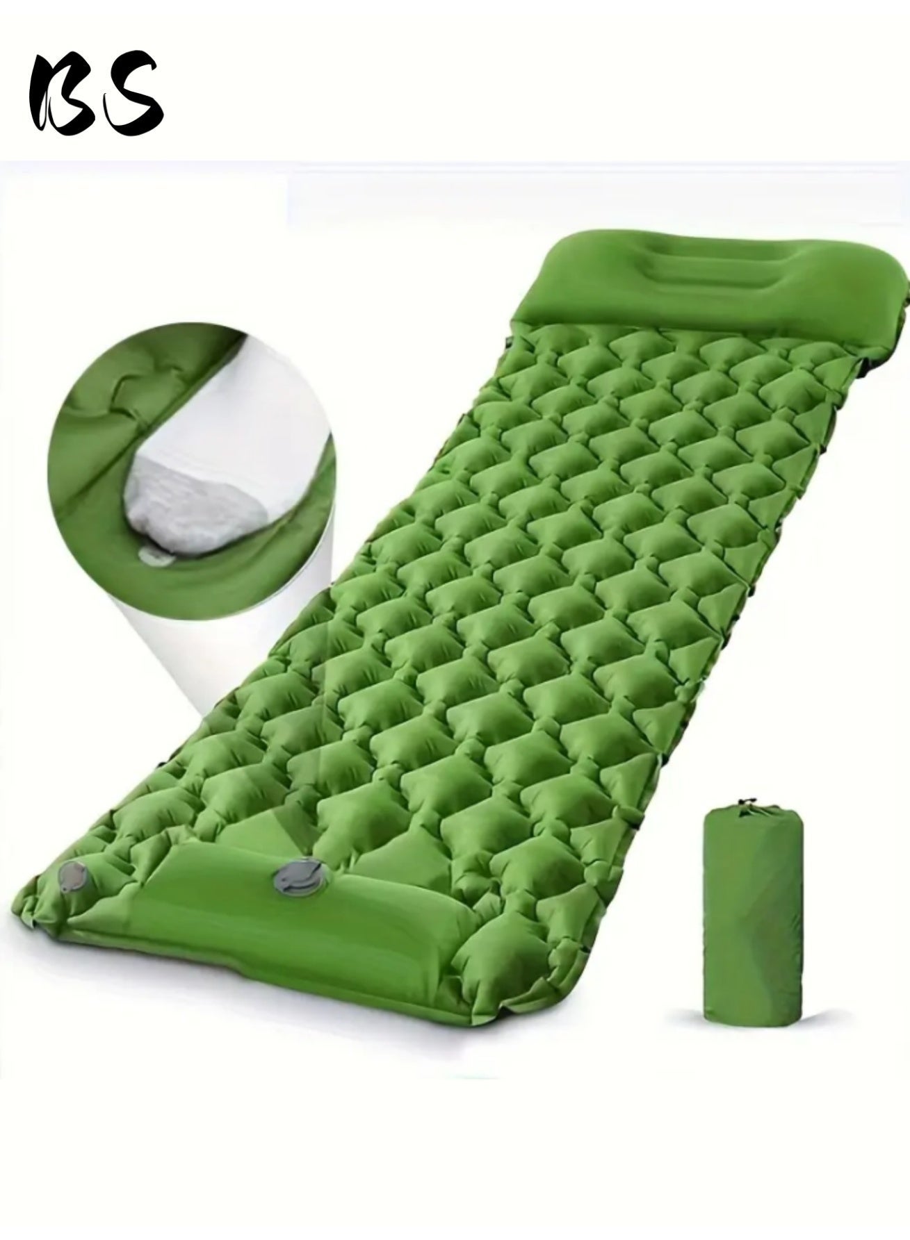 Single Camping Sleeping Mat | Ultralight camping mat | With pillow | Built-in foot pump | Inflatable sleeping mat |camping bed、camping mattress、camping mat、sleeping pad| Lightweight and portable | Suitable for camping | Backpacking | Hiking | Tent camping.