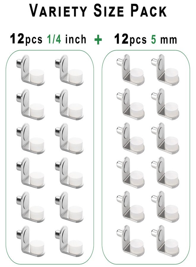 Keenkee 5mm 1/4 Inch Cabinet Shelf Support Pegs Metal Shelving Pins for Bookshelf Shelves in Cabinets, 24Pcs Nickel - Image 2