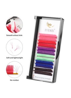 EYEMEI Colored Lash Extensions Easy Fan Volume Lashes 0.07 D 13Mm Curl Pink White Red Purple Blue Green Dark Brown Mixed Individual Lash Extensions Self Fanning Volume Lash (0.07D 13Mm)  - Image 4