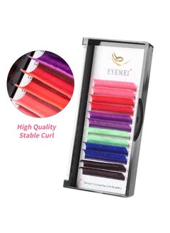 EYEMEI Colored Lash Extensions Easy Fan Volume Lashes 0.07 D 13Mm Curl Pink White Red Purple Blue Green Dark Brown Mixed Individual Lash Extensions Self Fanning Volume Lash (0.07D 13Mm)  - Image 3