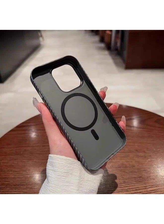 عام مناسبة ل فون 16 بروماكس / 16 برو حالة الهاتف المحمول ، الشعور التكنولوجي ، ألياف الكربون الملمس ، ماتي المغناطيسي المضادة للسقوط الغطاء الواقي - Image 3