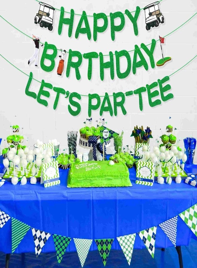 Uflashmi Pre-Strung Golf Happy Birthday Banner, Let’s Par-tee Golf Themed Birthday Party Decorations for Men - Image 3
