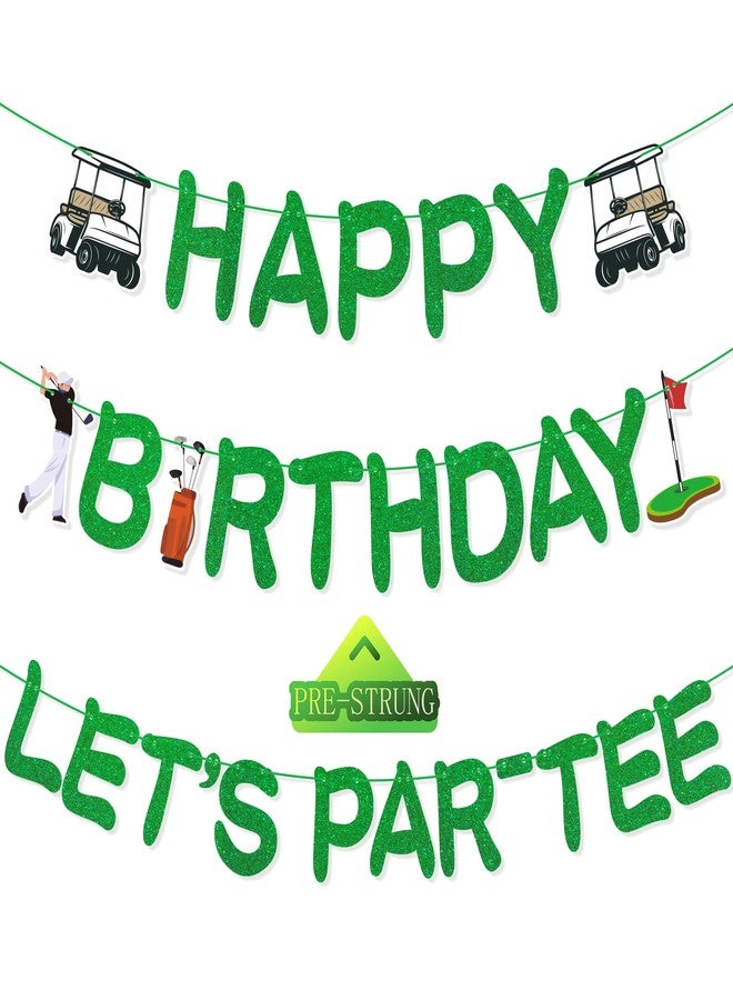 Uflashmi Pre-Strung Golf Happy Birthday Banner, Let’s Par-tee Golf Themed Birthday Party Decorations for Men - Image 1