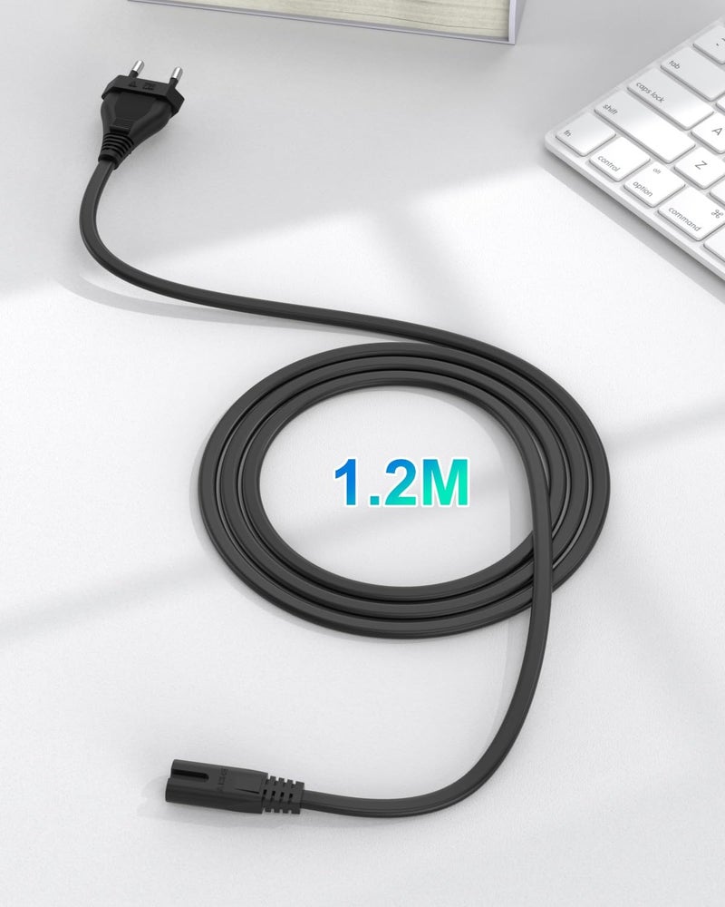 Superer 1.2M Power Cord Power Cable for PS5 PS4 Xbox TV TV | C7 Euro Plug Type C to IEC C7 Female, Euro 8 Small Appliance Cable for Printers, Blu-Ray, Radio, Power Supplies, Black - Image 4