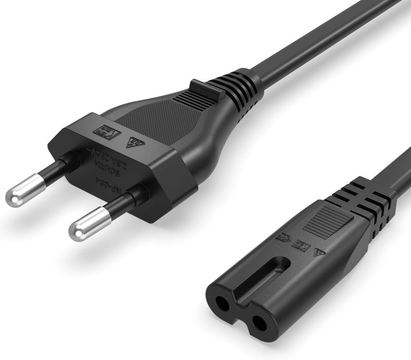 Superer 1.2M Power Cord Power Cable for PS5 PS4 Xbox TV TV | C7 Euro Plug Type C to IEC C7 Female, Euro 8 Small Appliance Cable for Printers, Blu-Ray, Radio, Power Supplies, Black - Image 1