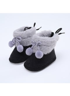 Generic 2022 Autumn Winter Baby Shoes Non-slip Soft Sole XW013 Black 
