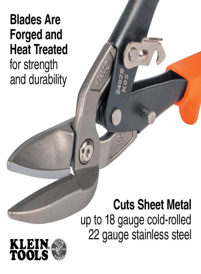 Klein Tools 2402S Straight-Cutting Offset Snips, Aviation Tin Snips with Forged Blade for Precision Sheet Metal Cutting - Image 2