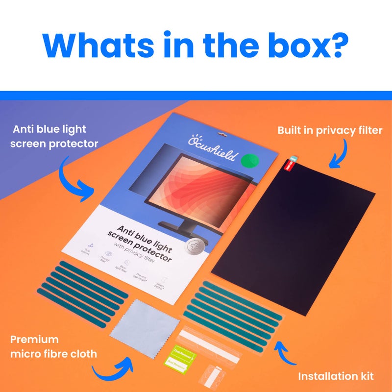 Ocushield 15.6” (16:9) Premium Anti Blue Light Screen Protector with Privacy Filter for Laptops and Computer Monitors - Anti-Glare - Easy Install - Anti-Fingerprint - Reduce Eye Fatigue(345 x 194 mm) - Image 2