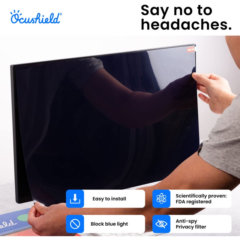 Ocushield 15.6” (16:9) Premium Anti Blue Light Screen Protector with Privacy Filter for Laptops and Computer Monitors - Anti-Glare - Easy Install - Anti-Fingerprint - Reduce Eye Fatigue(345 x 194 mm) - Image 4