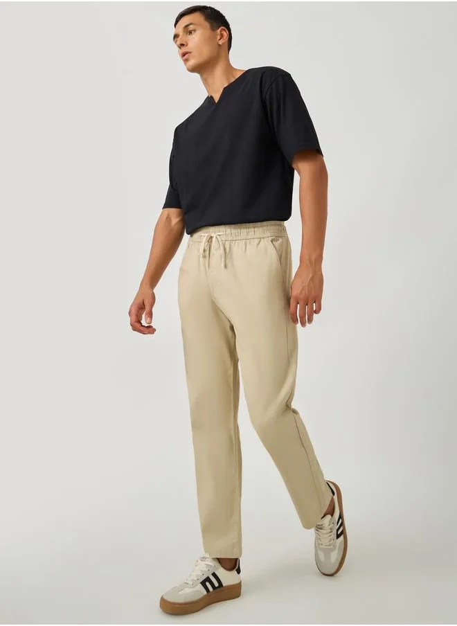 Styli Styli Cotton Slub Textured Relaxed Fit Trousers