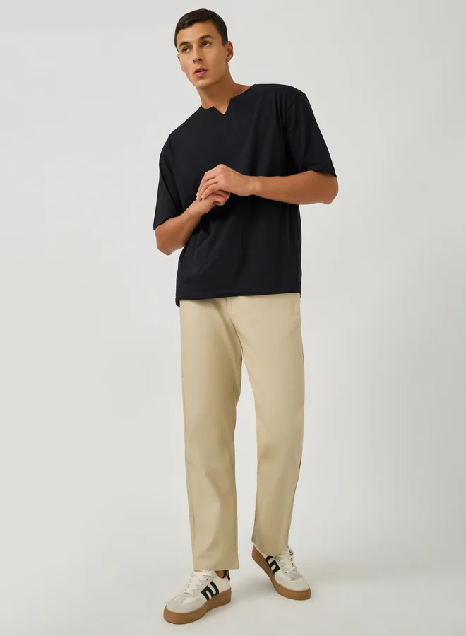 Styli Styli Cotton Slub Textured Relaxed Fit Trousers