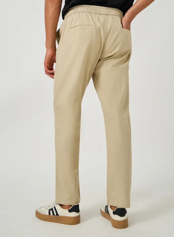 Styli Styli Cotton Slub Textured Relaxed Fit Trousers