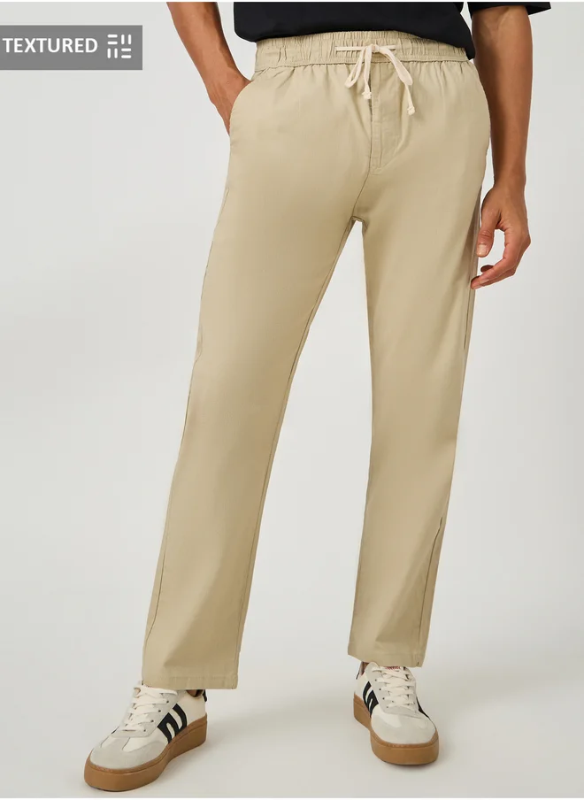 Styli Styli Cotton Slub Textured Relaxed Fit Trousers