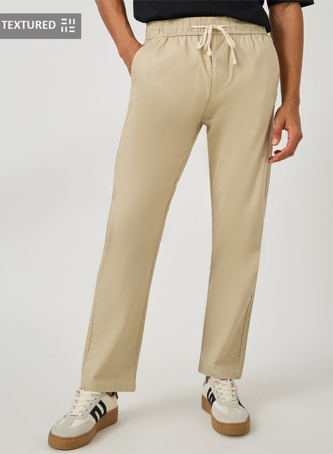 ستايلي بنطلون قطن ستايلي بقصة مريحة ونسيج مضلع - Image 1