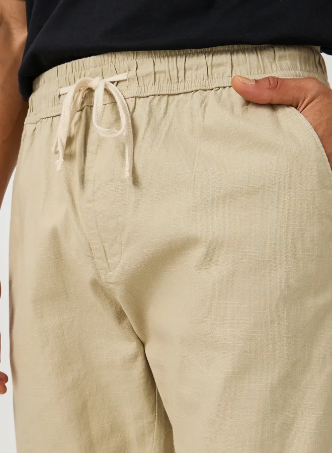 Styli Styli Cotton Slub Textured Relaxed Fit Trousers