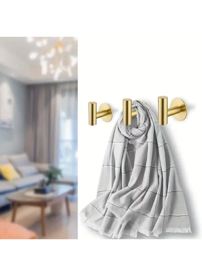 4 Pcs Golden Stainless Steel Adhesive Hooks No Drill Waterproof Bathroom Kitchen - Image 5