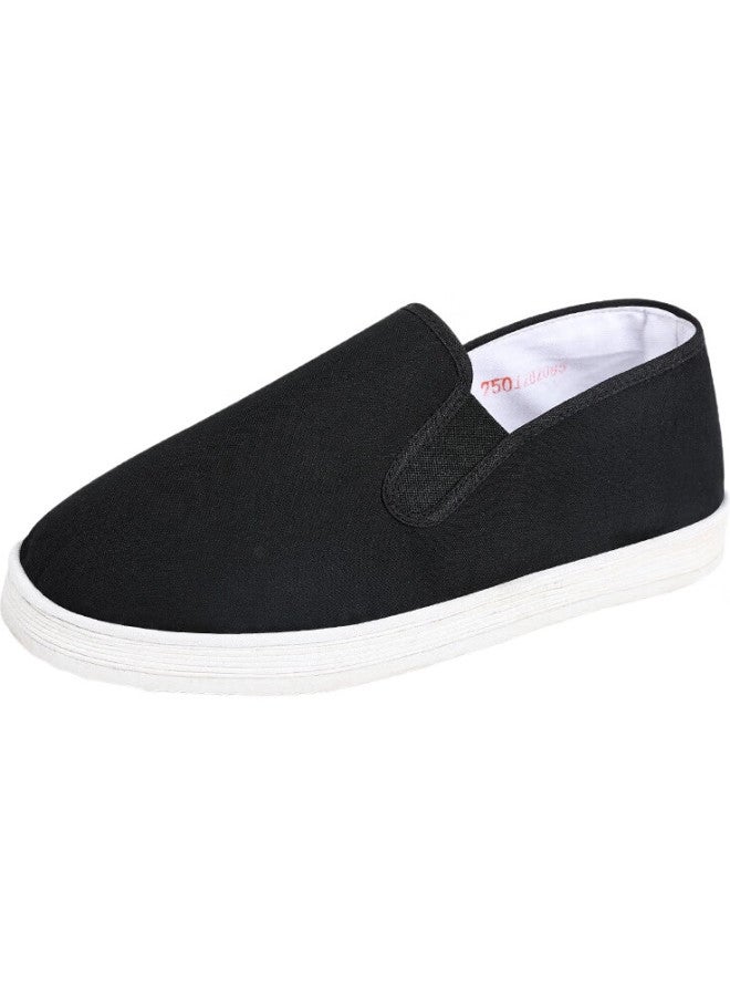BUSHEYUAN Traditional Cloth Shoes Men'S One-Step Shoes Men'S Elderly Shoes Thousand-Layer Sole Old Beijing Cloth Shoes Yw20 Black 42 - Image 3
