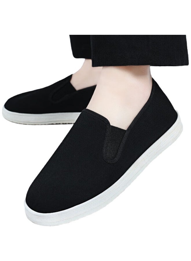 BUSHEYUAN Traditional Cloth Shoes Men'S One-Step Shoes Men'S Elderly Shoes Thousand-Layer Sole Old Beijing Cloth Shoes Yw20 Black 42 - Image 1