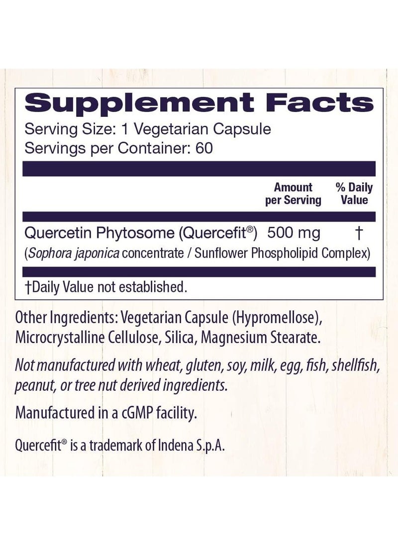 Healthy Origins - Quercetin Phytosome 500 mg - Quercetin Supplements for Immune Support & Respiratory Support - Vegan, Non-GMO & Gluten-Free Quercetin Supplement - 60 Veggie Capsules - Image 1