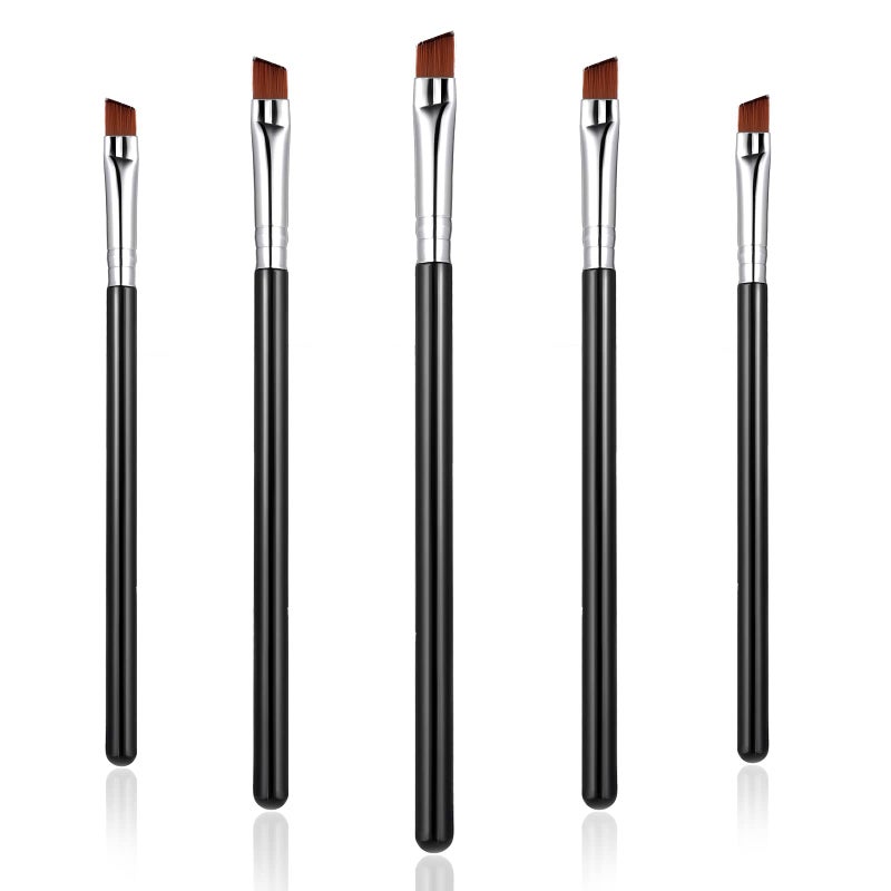 WLLHYF 5Pcs Angled Eyeliner Brush, Fine Slanted Flat Angle Eye Liner Eyebrow Brush Eye Makeup Brush Soft Fibers Synthetic Bristles Eye Makeup Tool - Image 1