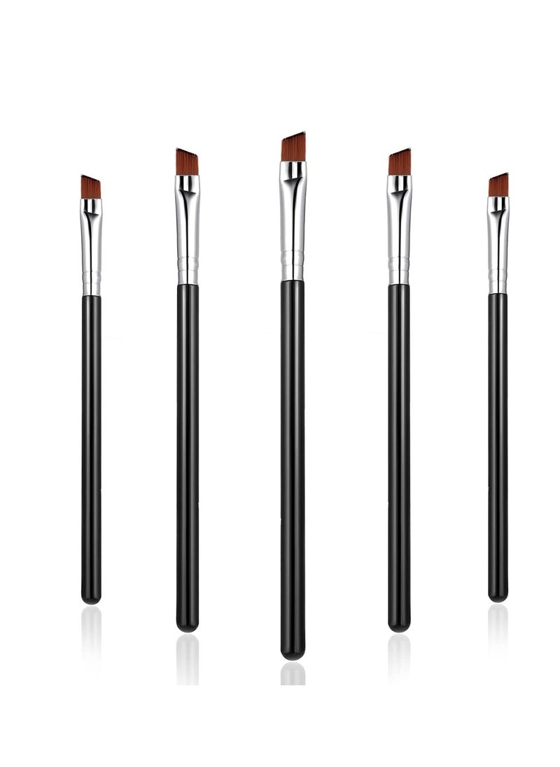 WLLHYF - WLLHYF 5Pcs Angled Eyeliner Brush, Fine Slanted Flat Angle Eye Liner Eyebrow Brush Eye Makeup Brush Soft Fibers Synthetic Bristles Eye Makeup Tool - Image 1