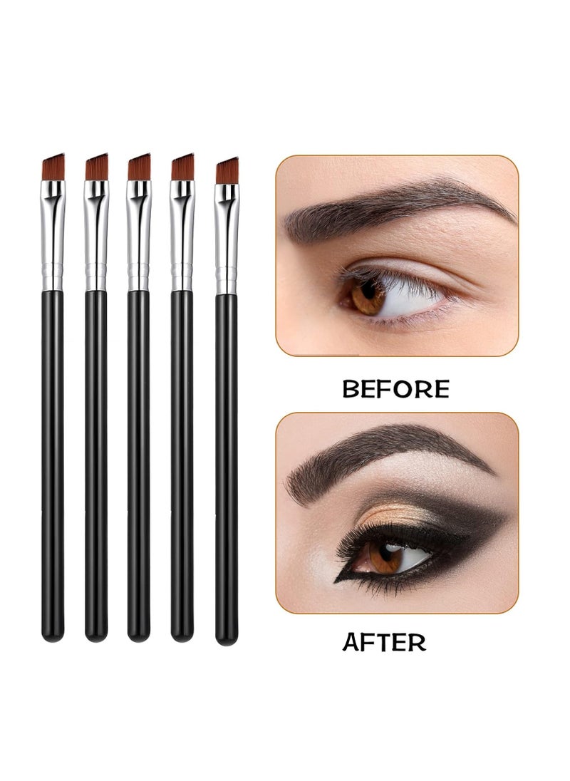 WLLHYF - WLLHYF 5Pcs Angled Eyeliner Brush, Fine Slanted Flat Angle Eye Liner Eyebrow Brush Eye Makeup Brush Soft Fibers Synthetic Bristles Eye Makeup Tool - Image 1