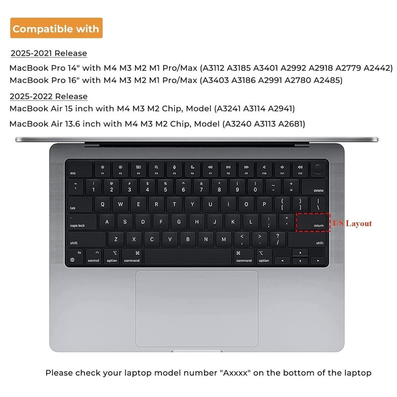 Raya غطاء لوحة مفاتيح متميز لجهاز MacBook Air 13.6 بوصة 2021-2024 [A3113 A2681 M2/M3] و MacBook Air 15.3 بوصة [A3114 A2941 M2/M3] (فن الأظافر باللون النعناعي) - Image 3