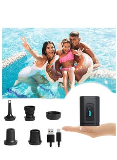 SYOSI Electric Air Pump for Inflatables, Portable Rechargeable 1600mAh Battery for Space Hopper Exercise Ball, Inflate Deflate Mini Pumps for Pool Floats Air Bed, Air Mattress Yoga Balls Vacuum Storage Bags  - Image 1