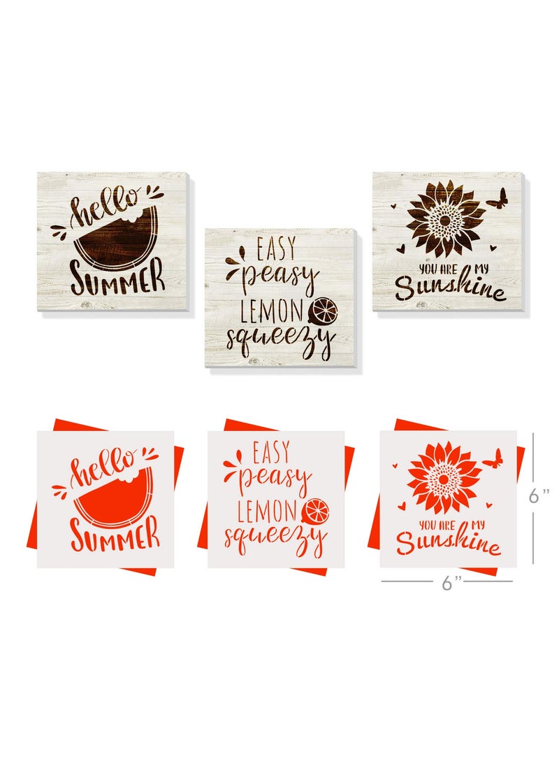 G GSS Designs GSS Designs Summer Stencils Set (6x6Inch) - Pack of 3 Sunflower Lemon Watermelon Stencils for Painting on Wood Wall Canvas Furniture - Reusable Summer Drawing Stencil for Tray Decoration Sign  - Image 2
