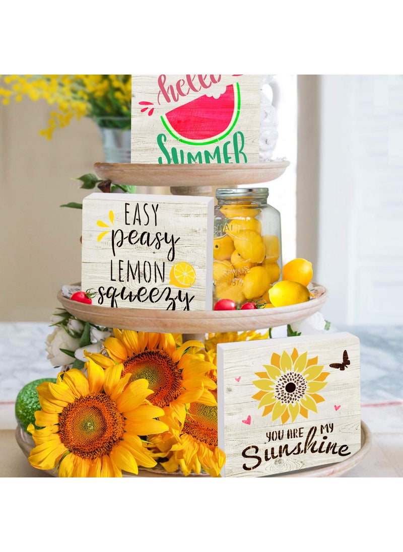 G GSS Designs GSS Designs Summer Stencils Set (6x6Inch) - Pack of 3 Sunflower Lemon Watermelon Stencils for Painting on Wood Wall Canvas Furniture - Reusable Summer Drawing Stencil for Tray Decoration Sign  - Image 3