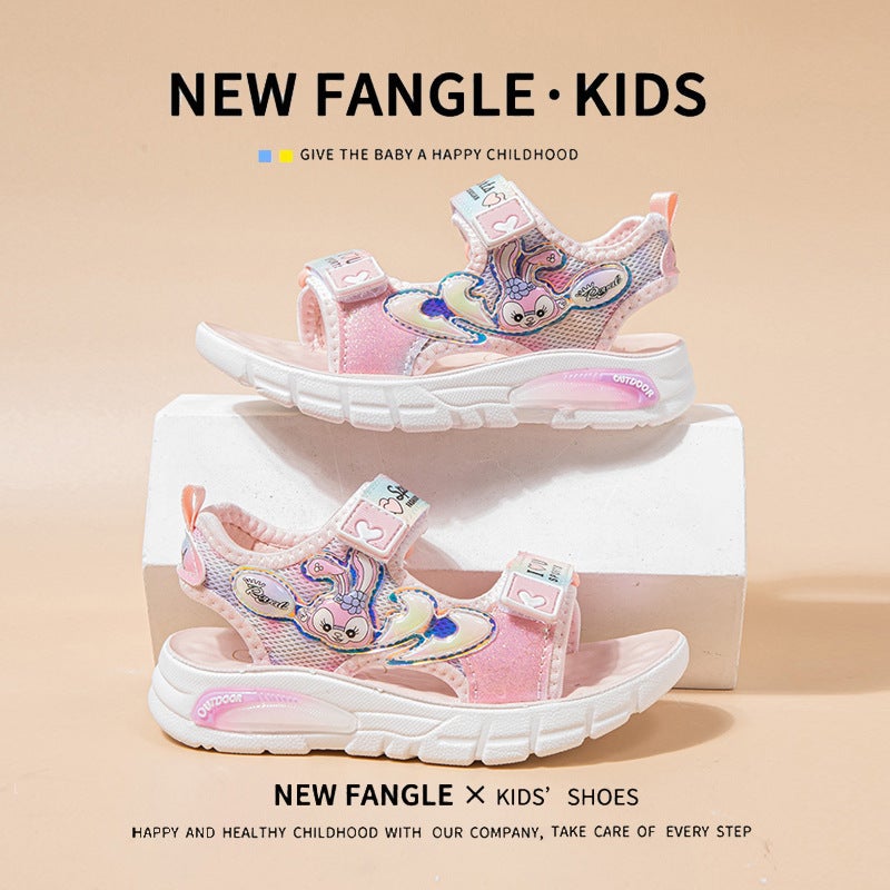 Girls Sandals Open Toe 2024 Children Beach Shoes Cartoon Little Girl Princess Shoes Soft Bottom Baby Shoes - Image 2
