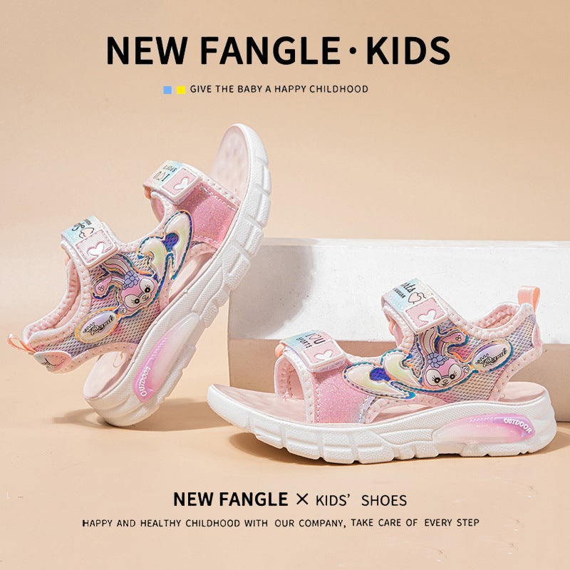 Girls Sandals Open Toe 2024 Children Beach Shoes Cartoon Little Girl Princess Shoes Soft Bottom Baby Shoes - Image 4