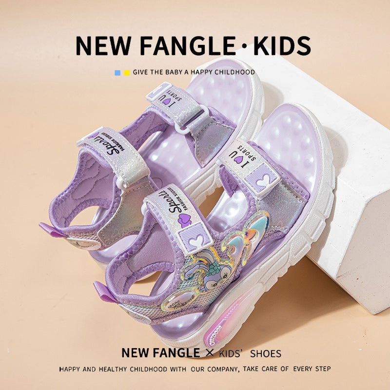 Girls Sandals Open Toe 2024 Children Beach Shoes Cartoon Little Girl Princess Shoes Soft Bottom Baby Shoes - Image 1