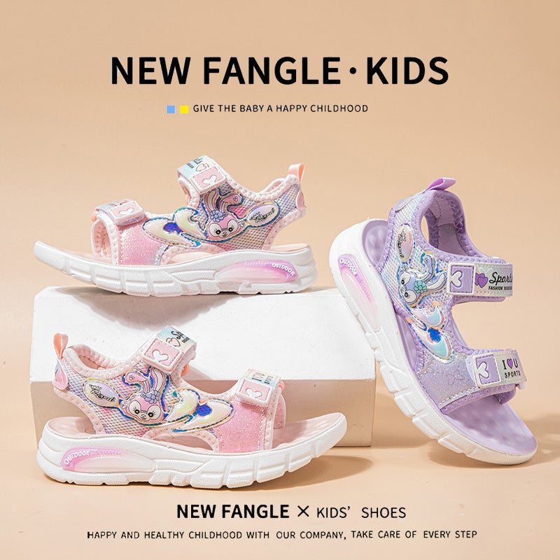 Girls Sandals Open Toe 2024 Children Beach Shoes Cartoon Little Girl Princess Shoes Soft Bottom Baby Shoes - Image 3