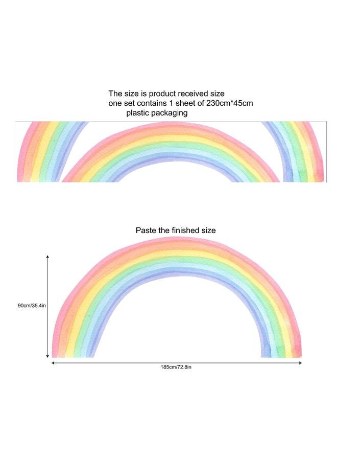 Bluejw Children's Room Creative Cartoon Nordic Style Watercolor Rainbow Wall Stickers, Self-adhesive Wallpaper Background Wall Bedroom Transformation Mural - Image 1